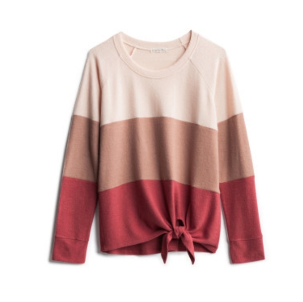 Araya Tie Front Brushed Knit Top